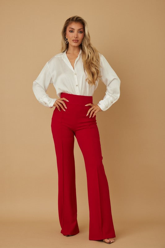 Solid Stretch Wide Leg Palazzo