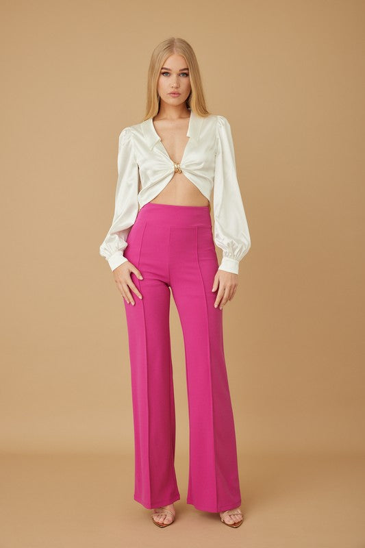 Solid Stretch Wide Leg Palazzo