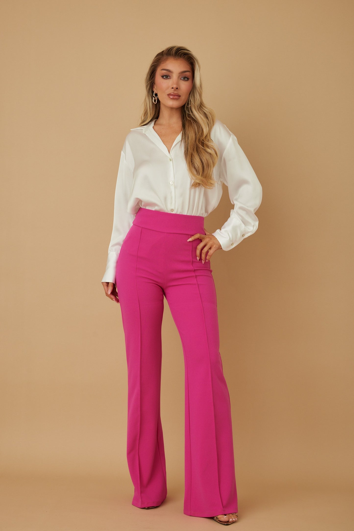 Solid Stretch Wide Leg Palazzo