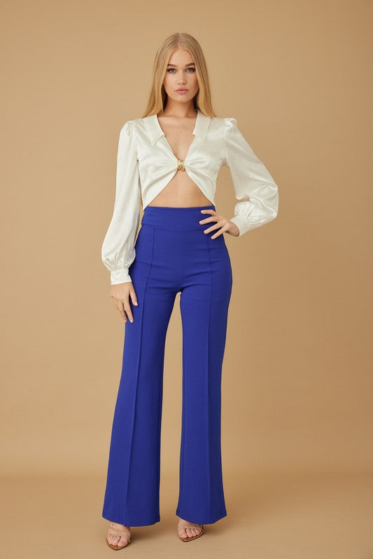 Solid Stretch Wide Leg Palazzo