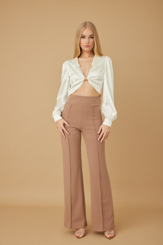 Solid Stretch Wide Leg Palazzo