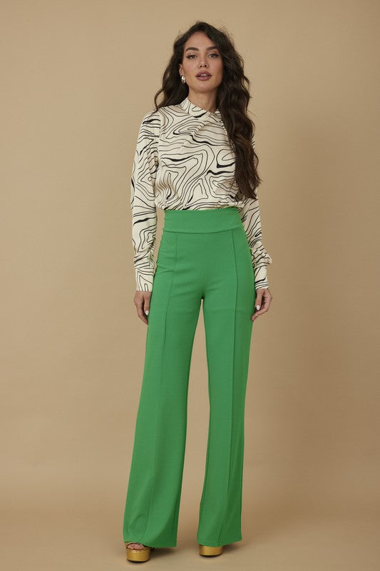 Solid Stretch Wide Leg Palazzo
