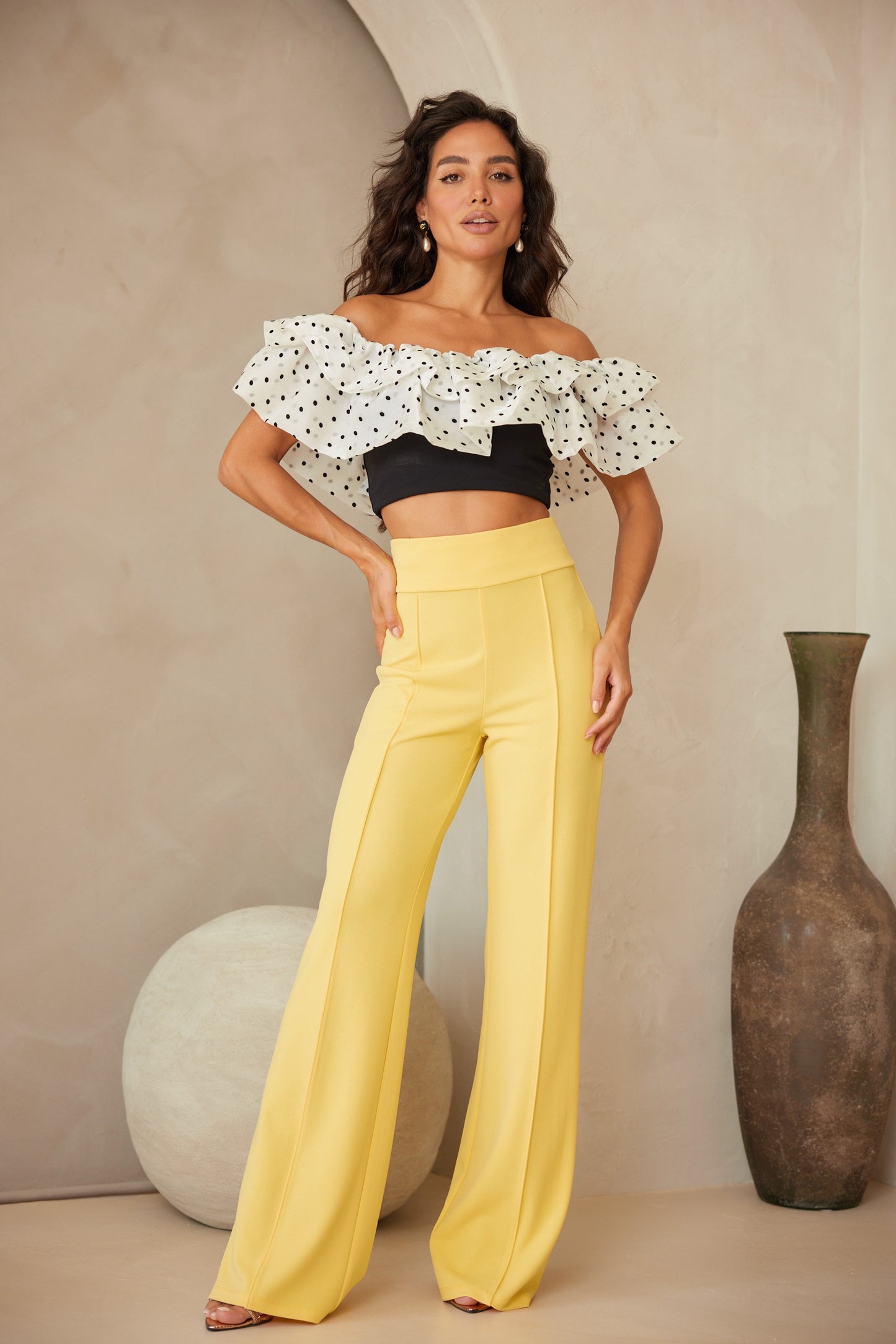 Solid Stretch Wide Leg Palazzo